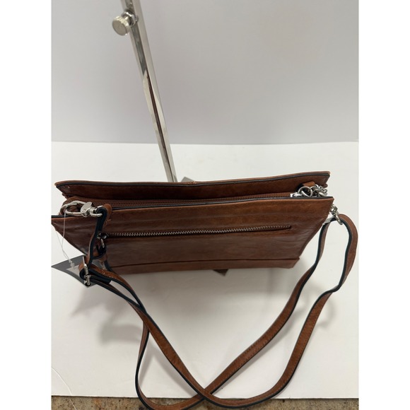 Bueno Collection Brown Faux Leather Crossbody Bag Zip Pockets Adjustable Strap - Picture 10 of 12